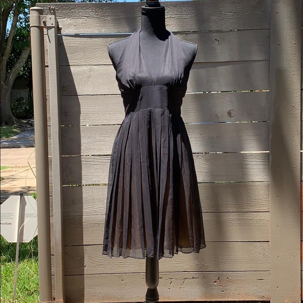 Black and Cream Halter Dress